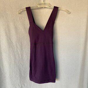 Lululemon Plum Deep V Tank Top with Crossback Straps | Built-In Bra Yoga Top |